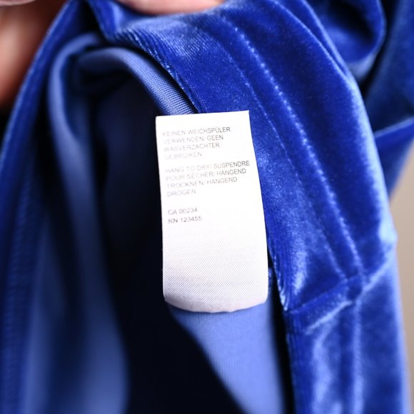 💗HOST PICK💗 Blue Velvet Top with Mock Neck and Short Sleeves- Petite L - Picture 6 of 6